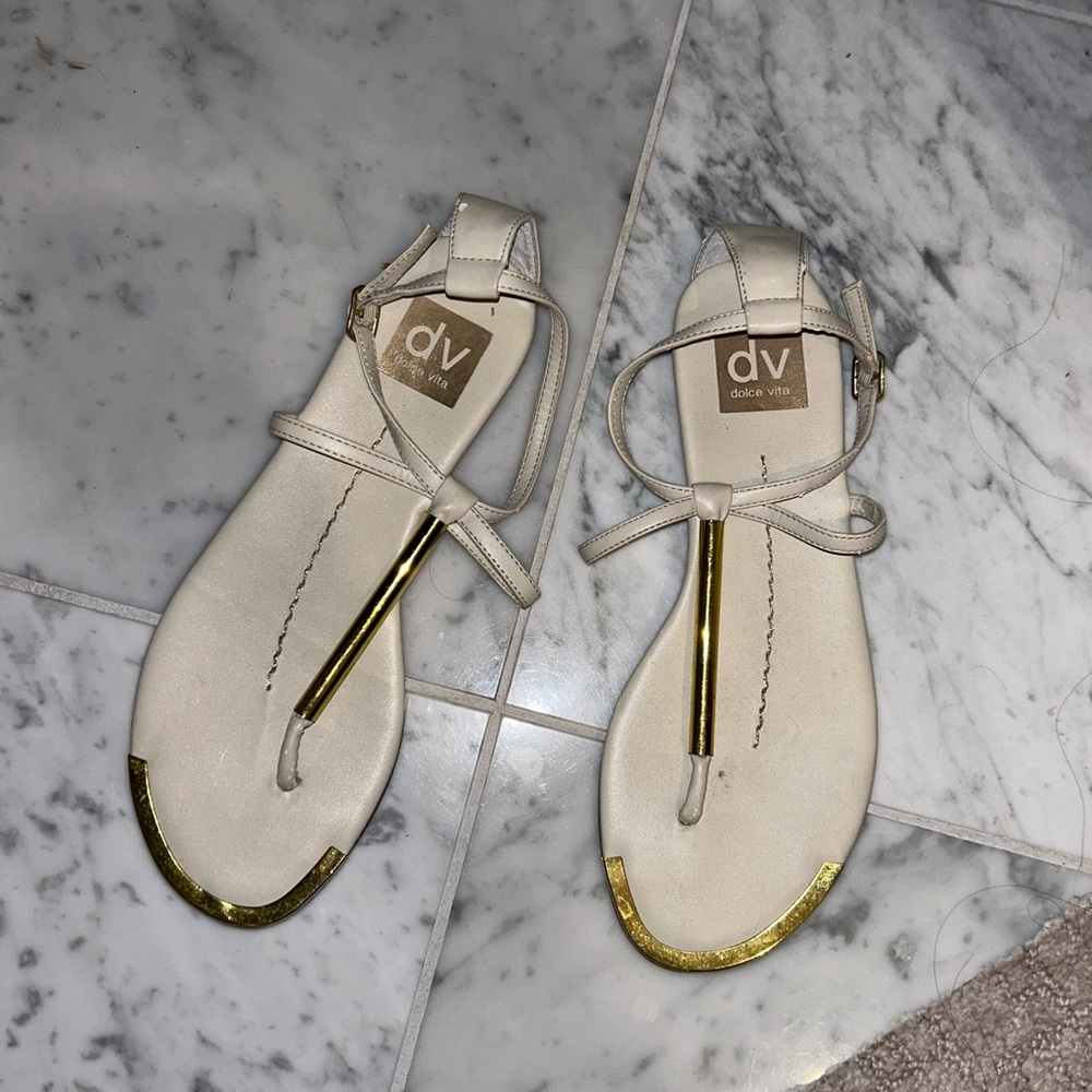 Dolce Vita white and gold sandals